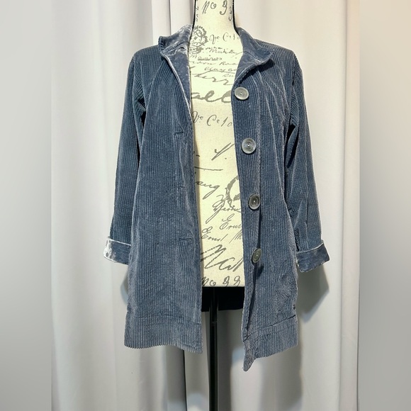 J. Jill Corduroy Blazer Jacket Velvet Trim Flip Cuff - Picture 5 of 10